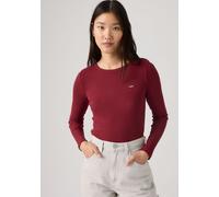 Langarmshirt LEVI'S "HAYES LS TEE", Damen, Gr. XL (42), rot (warm cabernet), Single Jersey, Obermaterial: 96% Baumwolle, 4% Elasthan, unifarben, körpernah hüftbedeckend, Rundhals, Shirts Langarmshirt,