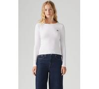 Langarmshirt LEVI'S "HAYES LS TEE", Damen, Gr. XS (34), weiß, Single Jersey, Obermaterial: 96% Baumwolle, 4% Elasthan, unifarben, körpernah hüftbedeckend, Rundhals, Shirts Langarmshirt, in Ripp-Optik 