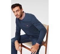 Langarmshirt LEVI'S, Herren, Gr. M, blau (navy), Jersey, Obermaterial: 100% Baumwolle, bestickt, unifarben, normal hüftbedeckend, Rundhals, Shirts Langarmshirt, mit Logo-Applikation (43469644-M) navy