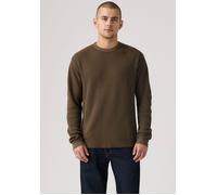 Langarmshirt LEVI'S, Herren, Gr. M, braun (garment dye h225 maitake braun), Feinripp, Obermaterial: 100% Baumwolle, loose fit normal, Rundhals, Bündchen, Shirts Langarmshirt, Waffelstruktur (87223320-