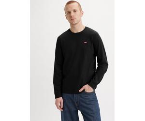 Langarmshirt LEVI'S, Herren, Gr. S, schwarz (mineral schwarz), Jersey, Obermaterial: 100% Baumwolle, bestickt, unifarben, normal hüftbedeckend, Rundhals, Shirts Langarmshirt, mit Logo-Applikation (490