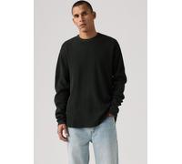 Langarmshirt LEVI'S, Herren, Gr. XXL, mineral schwarz garment dye mineral schwarz, Jersey, Obermaterial: 100% Baumwolle, bequem hüftlang, Rundhals, Shirts Langarmshirt, Waffelstrukturmuster (17077612-