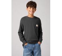 Langarmshirt LEVI'S KIDS "LVB LONG SLEEVE POCKET TEE", Jungen, Gr. 4 (104), schwarz (pirate schwarz), Single Jersey, Obermaterial: 60% Baumwolle, 40% Polyester, unifarben, normal, Rundhals, Bündchen,