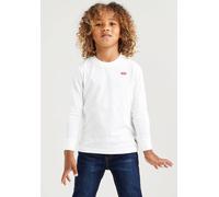 Langarmshirt LEVI'S KIDS "LVB LS GRAPHIC TEE SHIRT", Jungen, Gr. 10 (140), weiß, Single Jersey, Obermaterial: 60% Baumwolle, 40% Polyester, unifarben, regular fit normal, Rundhals, gerader Abschluss,