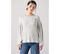 Langarmshirt LEVI'S KIDS "LVG HACCI STRIPED LS KNIT TOP", Mädchen, Gr. 12 (152), grau (dunkelgrau heather), Single Jersey, Obermaterial: 75% Viskose, 21% Polyester, 4% Elasthan, geringelt, gestreift,