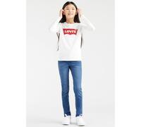 Langarmshirt LEVI'S KIDS "LVG L/S BATWING TEE", Mädchen, Gr. 2/92, rot (weiß rot), Jersey, Obermaterial: 100% Baumwolle, bedruckt, Basic schmal hüftlang, Rundhals, abgesteppte Kante, Shirts Langarmshi