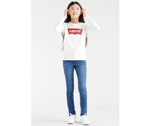Langarmshirt LEVI'S KIDS "LVG L/S BATWING TEE", Mädchen, Gr. 6/116, rot (weiß rot), Jersey, Obermaterial: 100% Baumwolle, bedruckt, Basic schmal hüftlang, Rundhals, abgesteppte Kante, Shirts Langarmsh