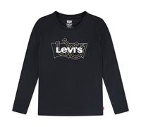 Langarmshirt LEVI'S KIDS "LVG LS BATWING FILL", Mädchen, Gr. 10 (140), schwarz (jet schwarz), Jersey, Obermaterial: 60% Baumwolle, 40% Polyester, bestickt, normal, Rundhals, Shirts Langarmshirt, mit L