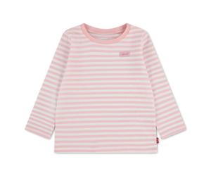 Langarmshirt LEVI'S KIDS "LVG STRIPE LS TEE", Mädchen, Gr. 9M74, rosa (powder pink), Jersey, Obermaterial: 60% Baumwolle, 40% Polyester, gestreift, normal normal, Rundhals, Shirts Langarmshirt, im Str