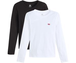 Langarmshirt LEVI'S "LS 2 Pack Tee", Damen, Gr. XS (34), weiß (2 pack tee weiß,,), Jersey, Obermaterial: 100% Baumwolle, Basic, figurbetont, Rundhals, Shirts Langarmshirt, mit Batwing Logo-Stickerei (