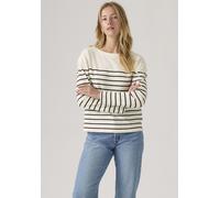 Langarmshirt LEVI'S "MARIN STRIPE TOP", Damen, Gr. S (36), magnolia stripe egre, Sweatware, Obermaterial: 100% Baumwolle, gestreift, normal hüftbedeckend, Rundhals, Shirts Langarmshirt, Saum mit kurze