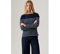 Langarmshirt LEVI'S "MARIN STRIPE TOP", Damen, Gr. XL (42), magnolia stripe navy, Sweatware, Obermaterial: 100% Baumwolle, gestreift, normal hüftbedeckend, Rundhals, Shirts Langarmshirt, Saum mit kurz