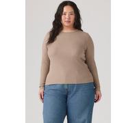 Langarmshirt LEVI'S PLUS "PL HAYES LS", Damen, Gr. XL (46/48), taupe gray heather bros b2371, Feinripp, Obermaterial: 96% Baumwolle, 4% Elasthan, figurbetont hüftbedeckend, Rundhals, Shirts Langarmshi