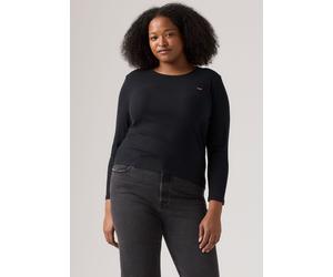Langarmshirt LEVI'S PLUS "PL HAYES LS", Damen, Gr. XXXL (54/56), grau (anthrazit night), Feinripp, Obermaterial: 96% Baumwolle, 4% Elasthan, figurbetont hüftbedeckend, Rundhals, Shirts Langarmshirt, i