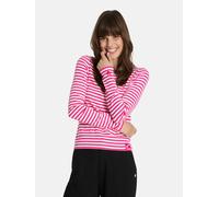 Langarmshirt LIEBLINGSSTÜCK "Nashi", Damen, Gr. S, lila (raspberry), Single Jersey, Obermaterial: 95% Baumwolle, 5% Elasthan, gemustert, gestreift, mehrfarbig, regular fit normal, Rundhals, abgesteppt