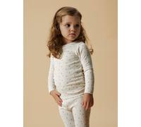 Langarmshirt LIL' ATELIER "NMFGAGO LS SLIM TOP LIL NOOS", Mädchen, Gr. 98, turtledove aop:flower, Jersey, Obermaterial: 57% Baumwolle, 38% Lyocell, 5% Elasthan, bedruckt, slim fit normal, Rundhals, Sh