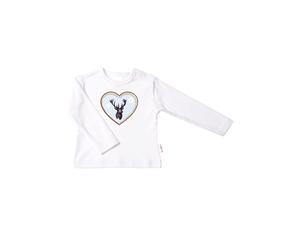 Langarmshirt LILIPUT "Hirsch", Mädchen, Gr. 86/92, weiß, 100% Baumwolle, bedruckt, Rundhals, Shirts Langarmshirt, mit Druckknöpfen auf der Schulter (72341320-86) weiß
