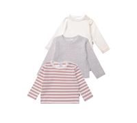 Langarmshirt LILIPUT, Mädchen, Gr. 62/68, rosa (rosa, weiß), 95% Baumwolle, 5% Polyester, gestreift, Rundhals, Shirts Langarmshirt, mit praktischen Druckknöpfen im 3er-Pack (23362337-62) rosa, weiß