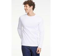 Langarmshirt LINDBERGH "T-Shirt (Langarm) Relaxed Fit", Herren, Gr. L, weiß, Obermaterial: 100% Baumwolle, unifarben, lässig geschnitten, Rundhals, Shirts Langarmshirt (75967147-L) weiß