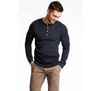 Langarmshirt LINDBERGH "T-Shirt (Langarm) Slim Fit", Herren, Gr. L, blau (navy), Obermaterial: 100% Baumwolle, unifarben, schmal, Rundhals, Shirts Langarmshirt (64866300-L) navy
