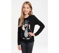 Logoshirt® TV I Der kleine Maulwurf I Oh Oh I Langarmshirt Print I Kinder I Mädchen & Jungen I langärmlig I schwarz I Lizenziertes Originaldesign I Größe 116