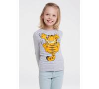 Langarmshirt LOGOSHIRT "Garfield", Jungen, Gr. 116, grau (grau, meliert), 95% Baumwolle, 5% Viskose, bedruckt, meliert, normal, Rundhals, Shirts Langarmshirt, mit lässigem Frontprint (63772737-116) gr