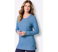Langarmshirt "Longshirt", Damen, Gr. 48/50, mittelblau, meliert, 74% Viskose, 21% Polyester, 5% Elasthan, unifarben, Shirts Langarmshirt (48791129-48) mittelblau, meliert