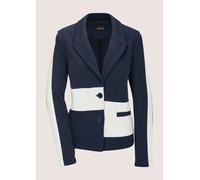 Langarmshirt MADELEINE "Blazer Elegante Businessjacke mit Kontrasten", Damen, Gr. 44, blau (marine, wollweiß), Obermaterial: 85% Baumwolle CO. 15% Polyester PES., Modern, Shirts Langarmshirt, Asymmetr