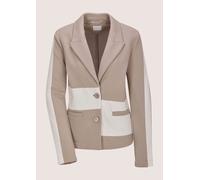 Langarmshirt MADELEINE "Blazer Elegante Businessjacke mit Kontrasten", Damen, Gr. 44, weiß (cappuccino, wollweiß), Obermaterial: 85% Baumwolle CO. 15% Polyester PES., Modern, Shirts Langarmshirt, Asym
