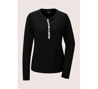 Langarmshirt MADELEINE "Blusenshirt Elegantes Shirt mit Schmucksteinen", Damen, Gr. 36, schwarz, Obermaterial: 92% Baumwolle CO. 8% Elasthan EL., Modern, Shirts Langarmshirt (81403406-36) schwarz