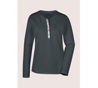 Langarmshirt MADELEINE "Blusenshirt Elegantes Shirt mit Schmucksteinen", Damen, Gr. 40, blau (nebelblau), Obermaterial: 92% Baumwolle CO. 8% Elasthan EL., Modern, Shirts Langarmshirt (63169625-40) neb