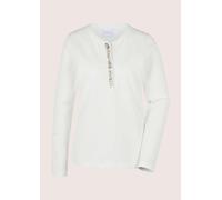 Langarmshirt MADELEINE "Blusenshirt Elegantes Shirt mit Schmucksteinen", Damen, Gr. 44, weiß (wollweiß), Obermaterial: 92% Baumwolle CO. 8% Elasthan EL., Modern, Shirts Langarmshirt (36118410-44) woll