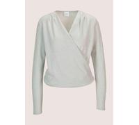 Langarmshirt MADELEINE "Blusenshirt Glamouröses Oberteil mit Wickel-Design", Damen, Gr. 46, weiß (wollweiß, silberfarben), Obermaterial: 82% Viskose CV. 18% metallisierte Fasern MTF., Modern, V-Aussch