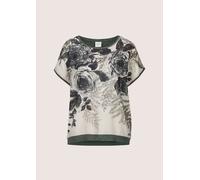 Langarmshirt MADELEINE "Druckshirt Rundhals-Shirt im Material-Mix", Damen, Gr. 36, grau (graumelange, multicolor), Obermaterial: 95% Viskose CV. 5% Elasthan EL., Shirts Langarmshirt (57580719-36) grau