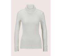 Langarmshirt MADELEINE "Rollkragenshirt Elegantes Basicshirt mit Spitze, Rollkragen", Damen, Gr. 46, weiß (wollweiß), Obermaterial: 74% Wolle mw. 10% Polyester PES. 9% Kaschmir WS. 2% diverse Faserart