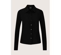 Langarmshirt MADELEINE "Shirt Blusenshirt im Materialmix", Damen, Gr. 44, schwarz, Modern, slim fit, V-Ausschnitt, Shirts Langarmshirt (16892220-44) schwarz