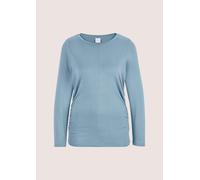 Langarmshirt MADELEINE "Shirt Langarm-Shirt mit gerafften Seiten", Damen, Gr. 44, blau (rauchblau), Obermaterial: 95% Viskose CV. 5% Elasthan EL., Modern, Shirts Langarmshirt, Jerseyshirt (17010807-44