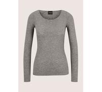 Langarmshirt MADELEINE "Shirt Langarmshirt mit Rundhals & Kaschmir", Damen, Gr. 40, grau (silbergrau, melange), Modern, skinny fit, Rundhals, Shirts Langarmshirt (72757846-40) silbergrau, melange