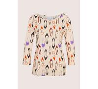 Langarmshirt MADELEINE "Shirt Rundhals-Shirt mit All-Over-Print", Damen, Gr. 46, weiß (perlweiß, multicolor), Obermaterial: 95% Viskose CV. 5% Elasthan EL., Modern, gerade, Shirts Langarmshirt, Schuhp