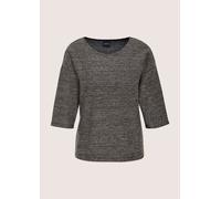 Langarmshirt MADELEINE "Shirt Sweatshirt mit Halbarm, Glanzgarn", Damen, Gr. 46, grau (kiesel, silberfarben, marine), Obermaterial: 36% Polyacryl PAN. 36% Polyester PES. 26% Viskose CV. 2% metallisier