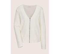 Langarmshirt MADELEINE "Shirtjacke Elegante Viskosejacke mit Reißverschluss", Damen, Gr. 46, weiß (wollweiß), Obermaterial: 70% Viskose CV. 25% Polyester PES. 5% Elasthan EL., Modern, Shirts Langarmsh