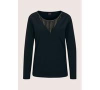 Langarmshirt MADELEINE "Sweatshirt Glamouröser Pullover, Strassakzente", Damen, Gr. 46, schwarz, Obermaterial: 95% Baumwolle CO. 5% Elasthan EL., Shirts Langarmshirt (98260155-46) schwarz