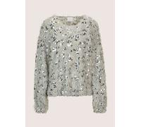Langarmshirt MADELEINE "Sweatshirt Glitzersweatshirt mit Federn", Damen, Gr. 44, grau (grau, silberfarben), Obermaterial: 100% Polyester PES., Modern, Shirts Langarmshirt (41330060-44) grau, silberfar