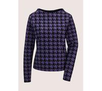 Langarmshirt MADELEINE "Sweatshirt Hahnentritt-Oberteil mit U-Boot-Ausschnitt", Damen, Gr. 46, schwarz (lila, schwarz), Obermaterial: 53% Polyester PES. 46% Baumwolle CO. 1% Elasthan EL., Modern, U-Bo