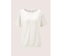 Langarmshirt MADELEINE "Sweatshirt Sweatshirt mit Gummibund", Damen, Gr. 38, weiß (wollweiß), Obermaterial: 68% Baumwolle CO. 27% Polyester PES. 5% Elasthan EL., Modern, normal, Shirts Langarmshirt (8