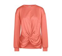 Langarmshirt MADELEINE "Sweatshirt Sweatshirt mit Knoten-Drapierung", Damen, Gr. 34, rot (korallenorange), Obermaterial: 62% Lyocell CLY. 38% Polyester PES., Modern, figurumspielend, Shirts Langarmshi