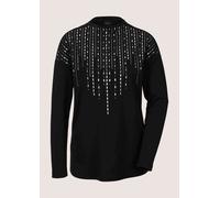 Langarmshirt MADELEINE "Sweatshirt Sweatshirt mit Strass-Besatz", Damen, Gr. 38, schwarz, Obermaterial: 72% Viskose CV. 20% Polyester PES. 8% Elasthan EL., Modern, normal, Shirts Langarmshirt (5678444