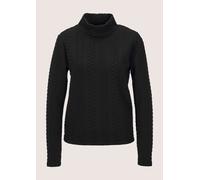 Langarmshirt MADELEINE "Sweatshirt Sweatshirt mit Zopfstruktur", Damen, Gr. 44, schwarz, Obermaterial: 83% Polyester PES. 14% Viskose CV. 3% Elasthan EL., Modern, gerade, Shirts Langarmshirt, Zopfstru