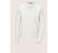 Langarmshirt MADELEINE "Sweatshirt Sweatshirt mit Zopfstruktur", Damen, Gr. 44, weiß (wollweiß), Obermaterial: 83% Polyester PES. 14% Viskose CV. 3% Elasthan EL., Modern, gerade, Shirts Langarmshirt,