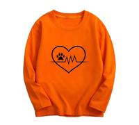 Langarmshirt Mädchen Herz EKG Hundepfoten Druck Pullover Schlank Rundhals Bluse Casual Pulli Leichte Langarm T-Shirt Dünne Basic Tops Oberteile Weich Longsleeve Tshirt